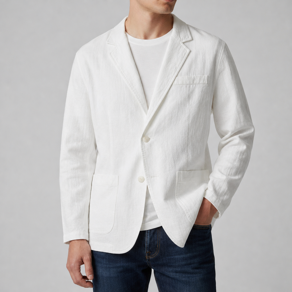 Estepona Linen Casual Blazer in White