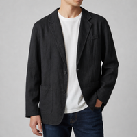 Estepona Linen Casual Blazer in Black