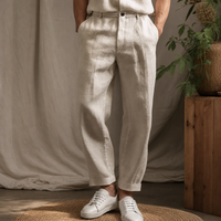 Evora Relaxed Linen Chino Pants in Beige