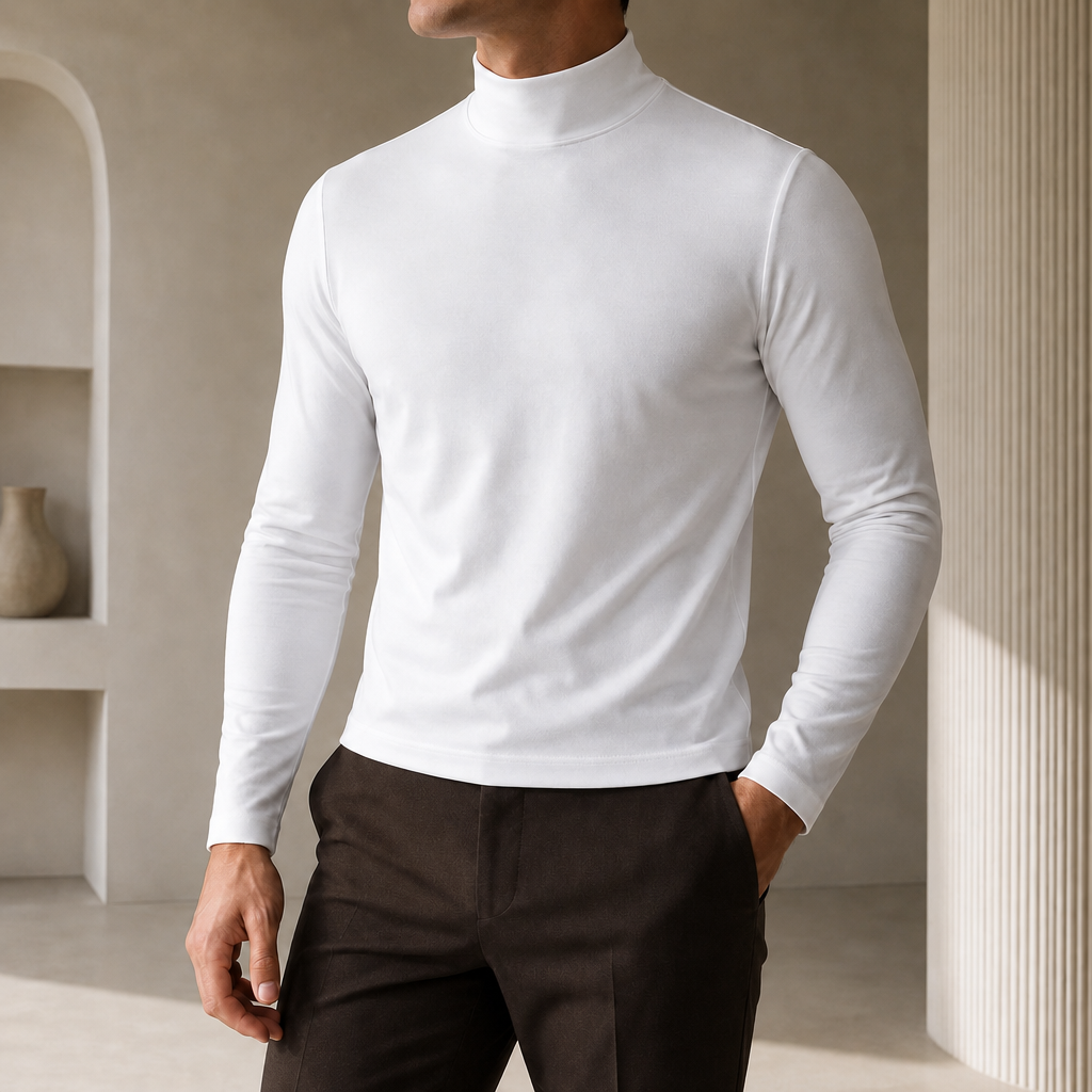 Ferrara Slim Fit Turtleneck Top in White