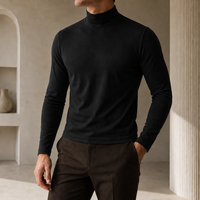 Ferrara Slim Fit Turtleneck Top in Black