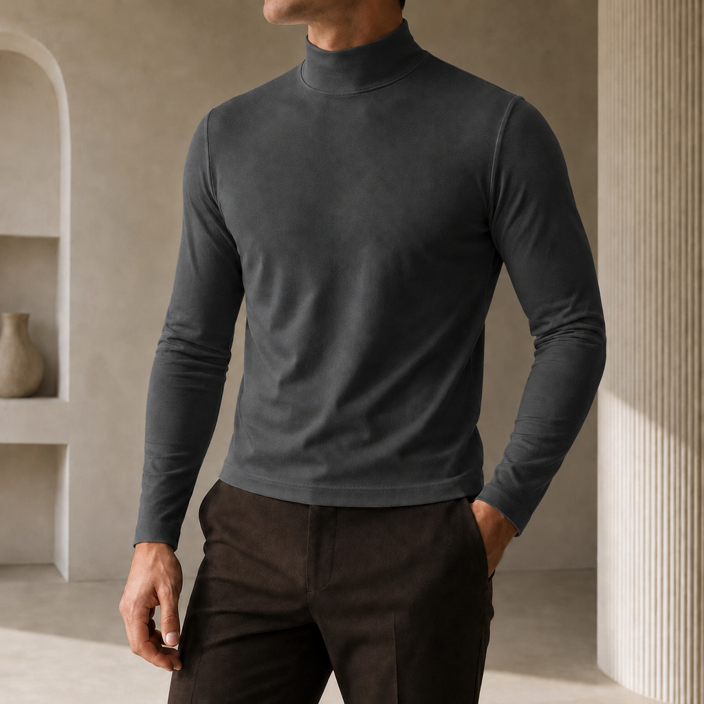 Ferrara Slim Fit Turtleneck Top in Gray