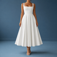 Fiesole Strappy Volume-Hem Midi Dress in White