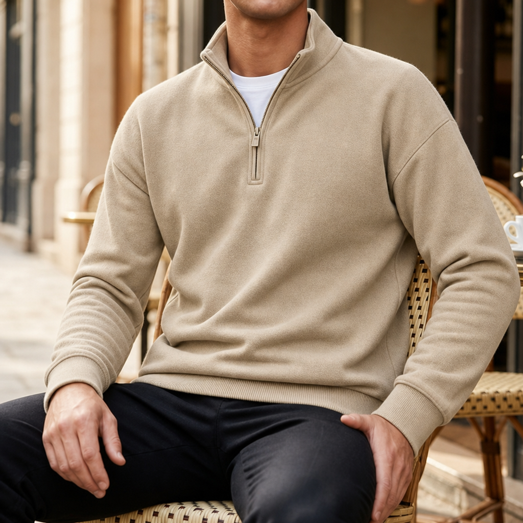 Formentor Quarter-Zip Pullover Sweatshirt in Khaki