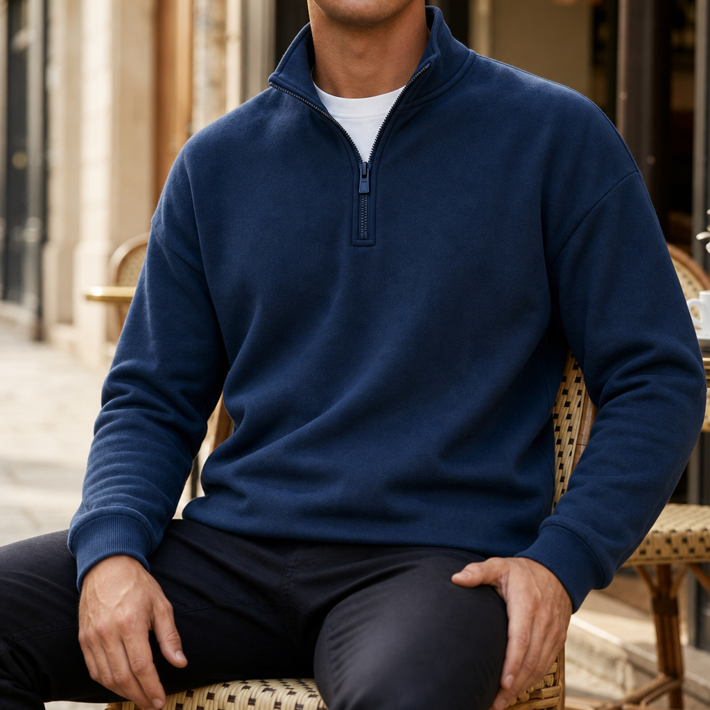 Formentor Quarter-Zip Pullover Sweatshirt in Navy