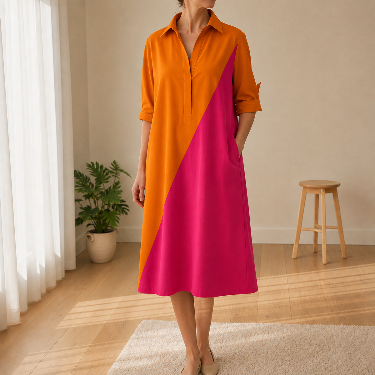 Grasse Colorblock Polo Midi Dress