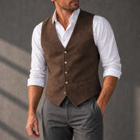 Funchal Western Suede Snap Vest in Brown