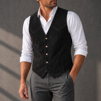 Funchal Western Suede Snap Vest in Black