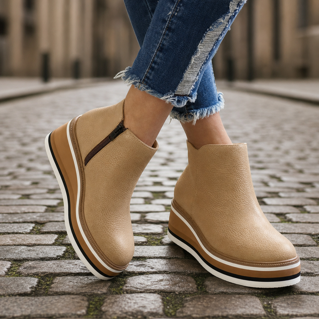 Gordes Orthopedic Wedge Boots in Beige
