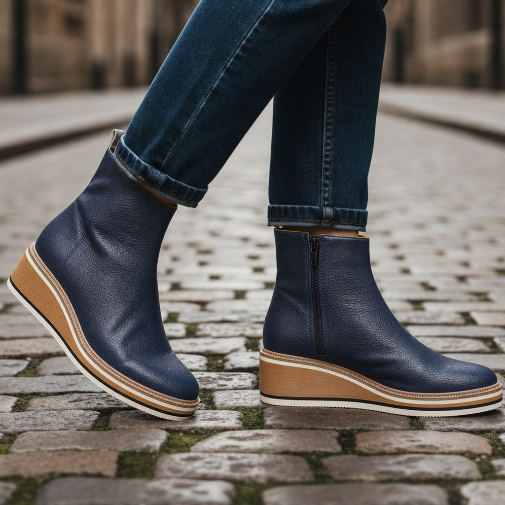Gordes Orthopedic Wedge Boots in Blue