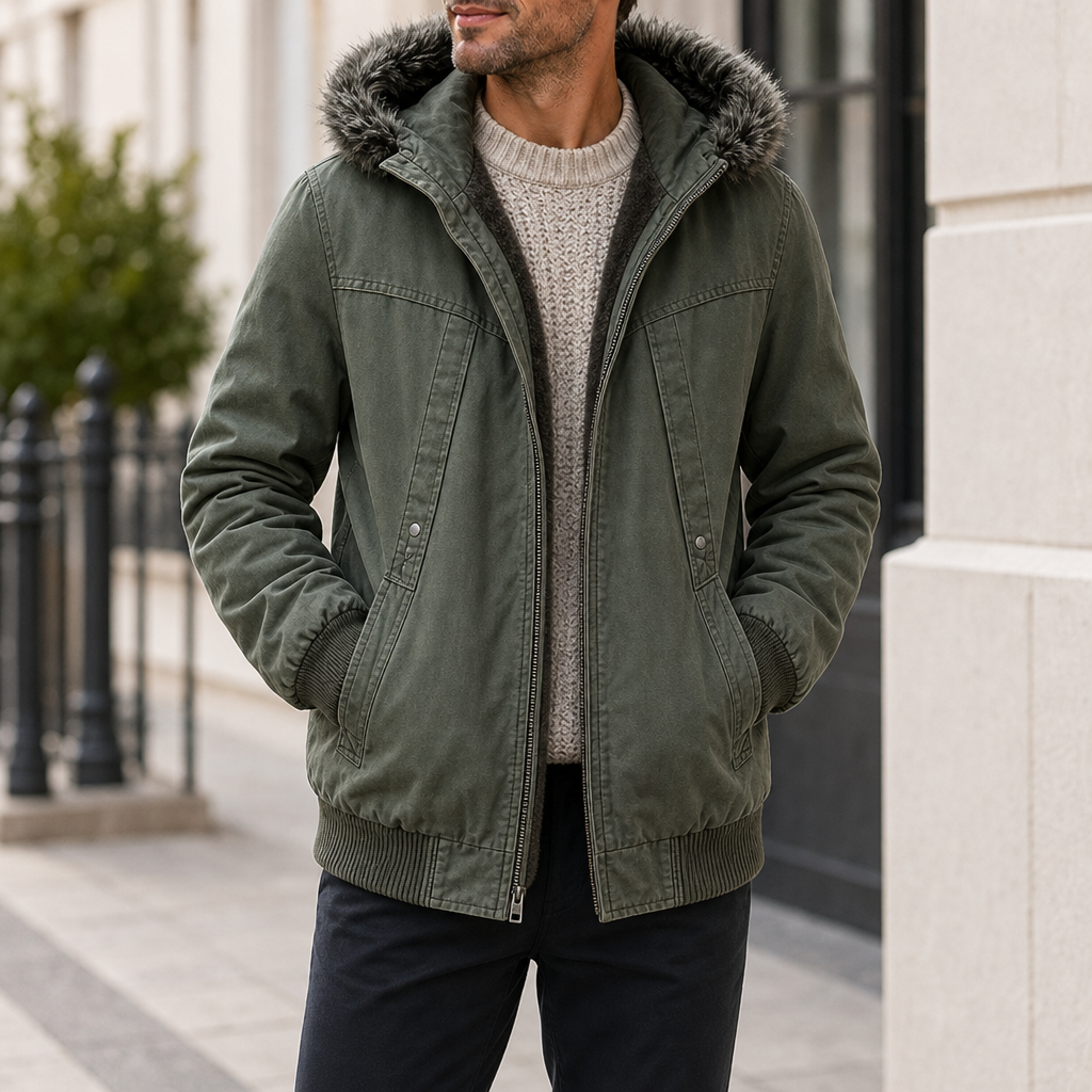 Hvar Fleece-Lined Cargo Jacket in Green
