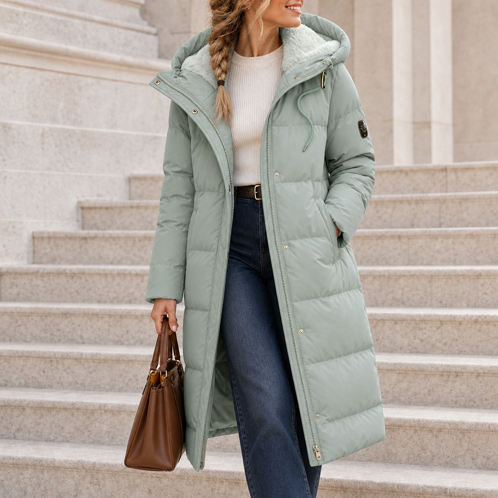Ierapetra Quilted Hooded Puffer Coat in Green