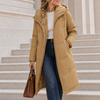 Ierapetra Quilted Hooded Puffer Coat in Yellow