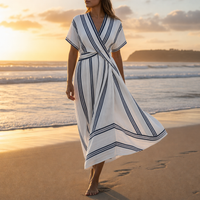 Ithaca Striped Wrap Maxi Dress in White