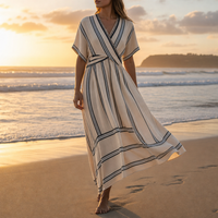 Ithaca Striped Wrap Maxi Dress in Apricot