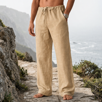 Jerez Linen Drawstring Trousers in Cream