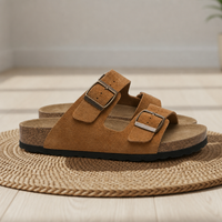Kardamyli Double Strap Buckle Sandals in Bronze
