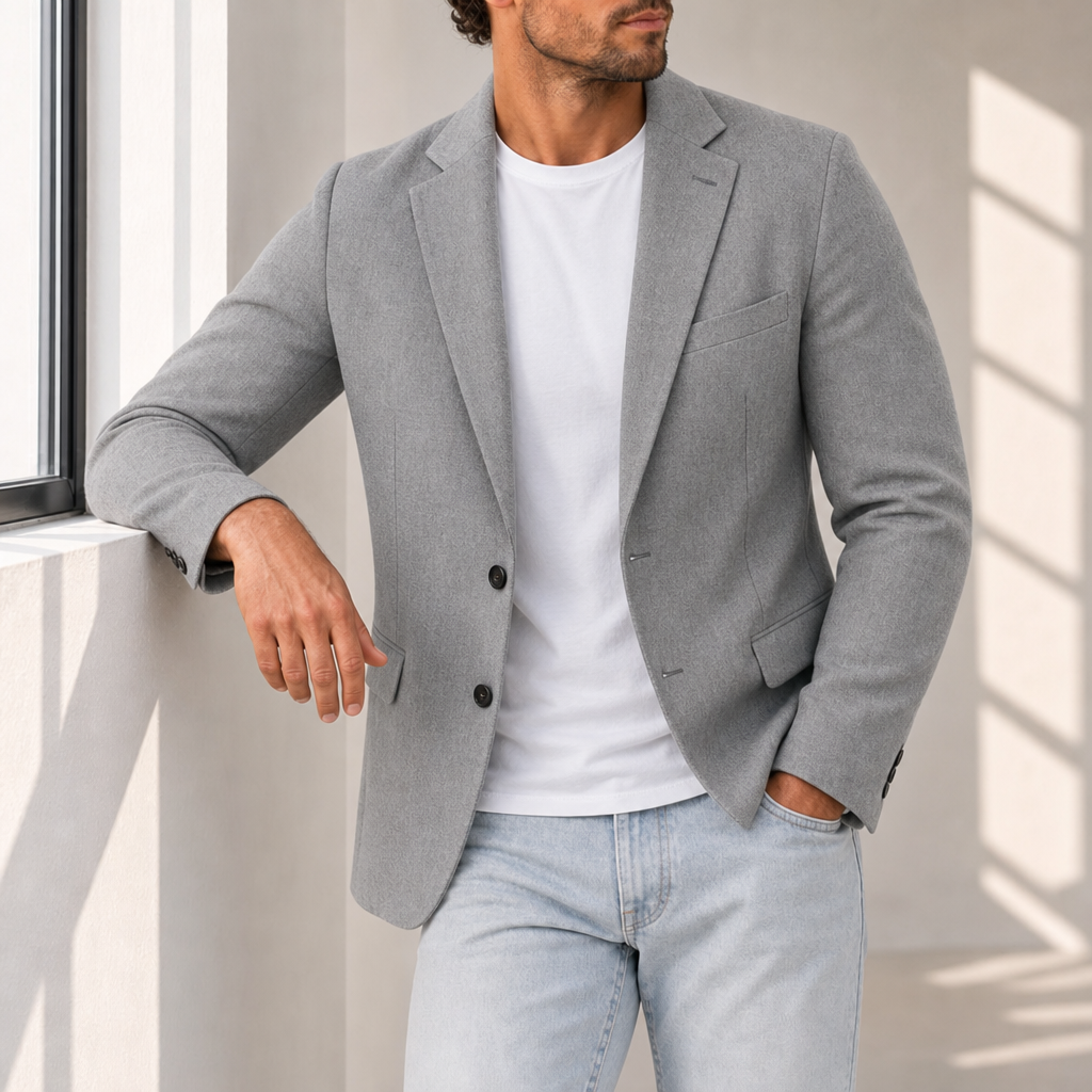 Kea Linen Tailored Blazer in Gray