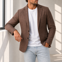 Kea Linen Tailored Blazer in Brown