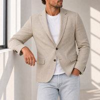 Kea Linen Tailored Blazer in Beige