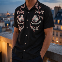 Kyrenia Embroidered Western Shirt in Black