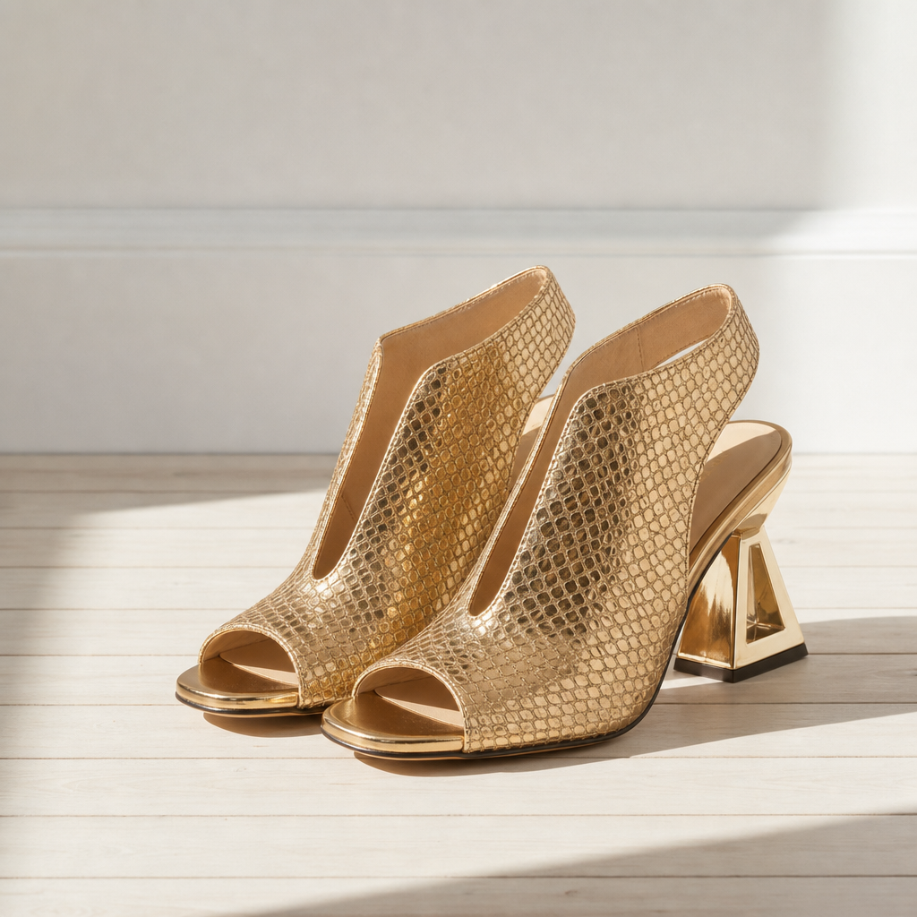 Kyrenia Orthopedic Woven Metallic Slingback Sandals in Gold