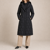 Larnaca Quilted Longline Hooded Coat in Black