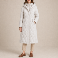 Larnaca Quilted Longline Hooded Coat in White