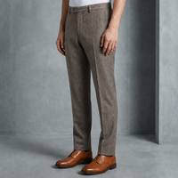 Makarska Herringbone Wool Trousers in Gray
