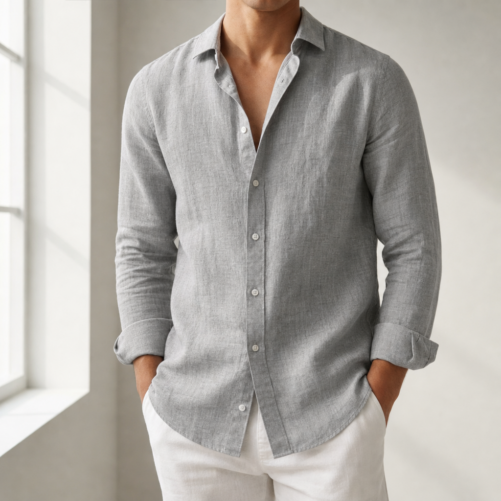 Mallorca Linen Casual Shirt in Gray