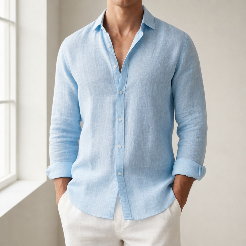 Mallorca Linen Casual Shirt in Blue