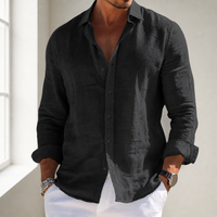 Mallorca Linen Casual Shirt in Black