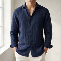 Mallorca Linen Casual Shirt in Navy