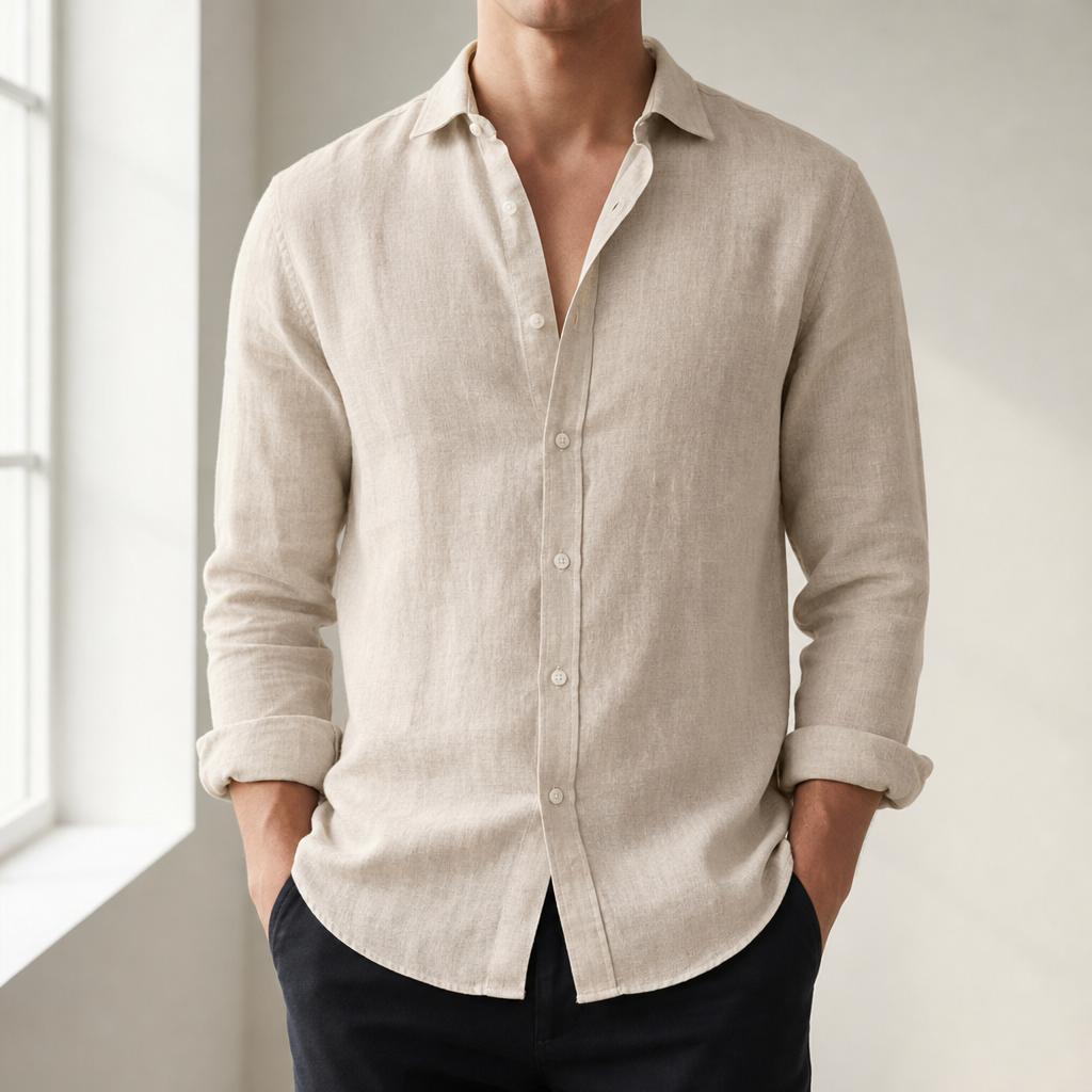 Mallorca Linen Casual Shirt in Beige