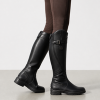 Mantova Orthopedic Leather Knee-High Riding Boots in Black