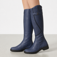 Mantova Orthopedic Leather Knee-High Riding Boots in Blue