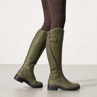 Mantova Orthopedic Leather Knee-High Riding Boots in Green