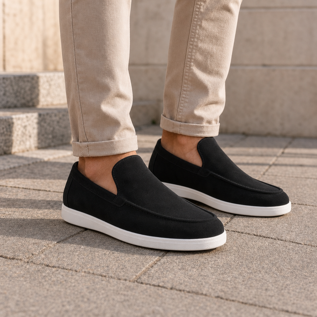 Marsaxlokk Suede Slip-On Loafers in Black