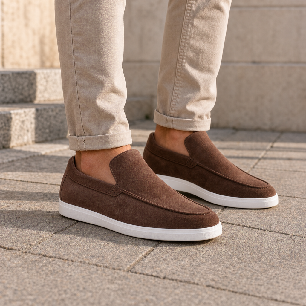 Marsaxlokk Suede Slip-On Loafers in Brown