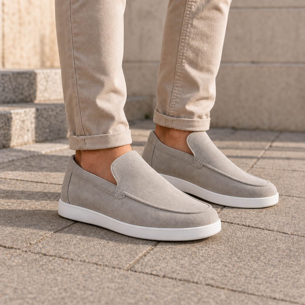 Marsaxlokk Suede Slip-On Loafers in Gray