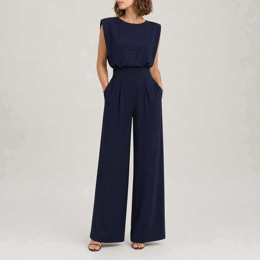 Marvao Sleeveless Wide Leg Jumpsuit in Dark Blue