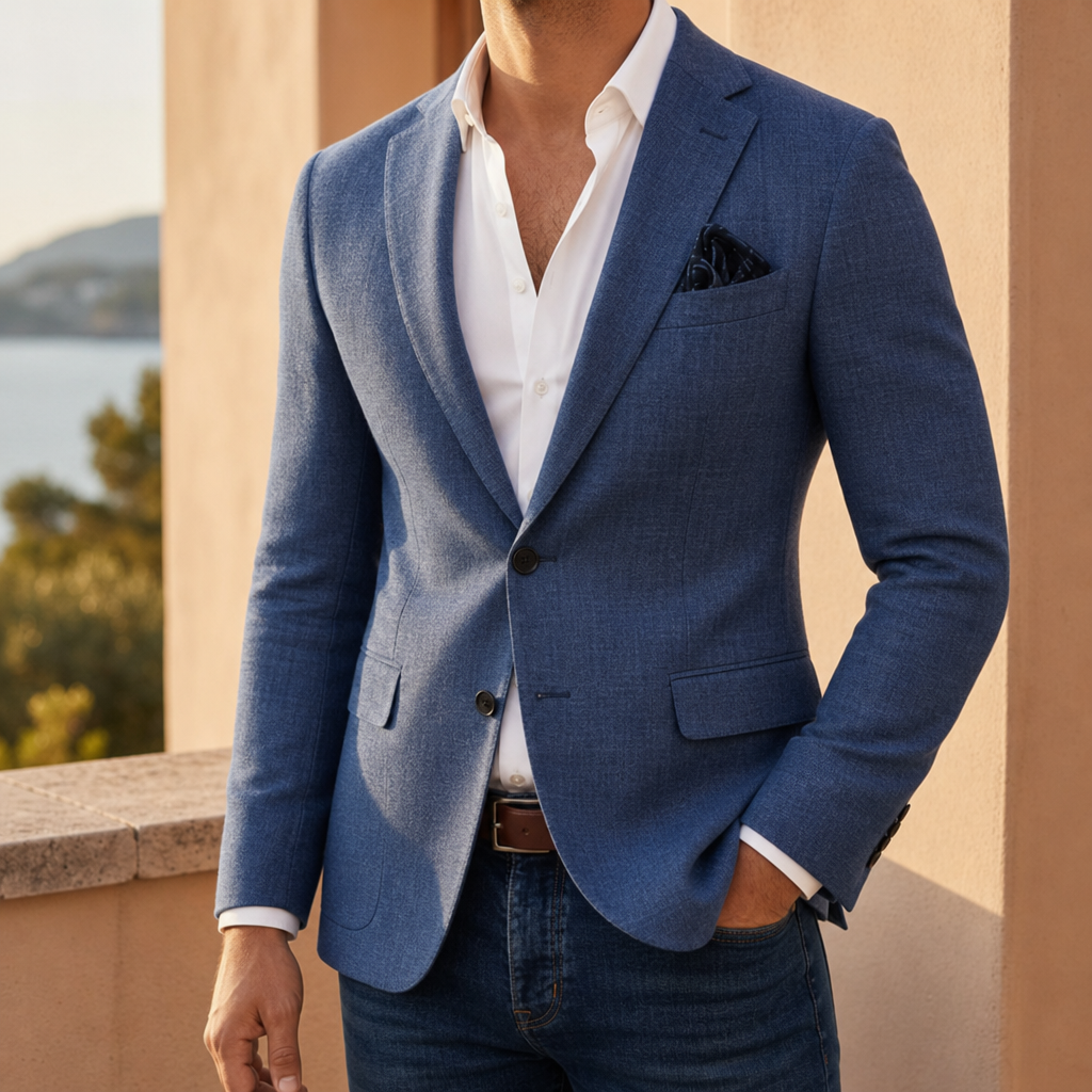 Marvao Slim-Fit Woven Blazer in Blue