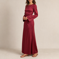 Matera Satin Bell Sleeve Maxi in Wine Red