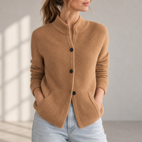Menerbes Ribbed Knit Cardigan in Camel