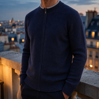 Menton Cashmere Zip Cardigan in Navy Blue