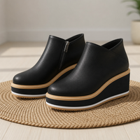 Merano Orthopedic Platform Wedge Boots in Classic Black