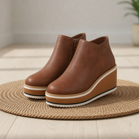 Merano Orthopedic Platform Wedge Boots in Dark Brown