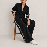 Montpellier Quarter-Zip Knit Set in Black