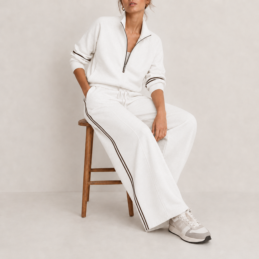 Montpellier Quarter-Zip Knit Set in White