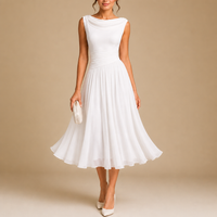 Murcia Pleated Chiffon Midi Dress in White